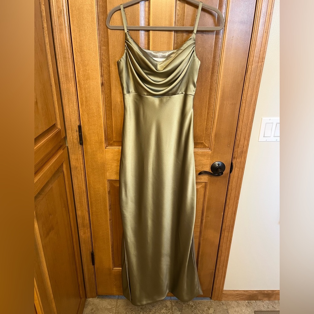 Revelry Skye Dress in Satin Silver Sage